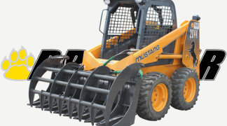 Skid Steer Equipped With Root Rake Grapple