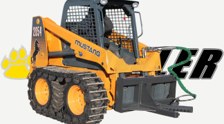 Skid Steer Loader Equipped With Tree and Post Puller Attachment