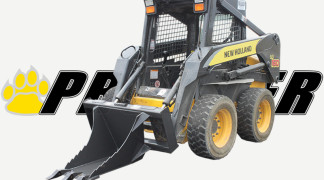Skid Steer Equipped With Stump Bucket